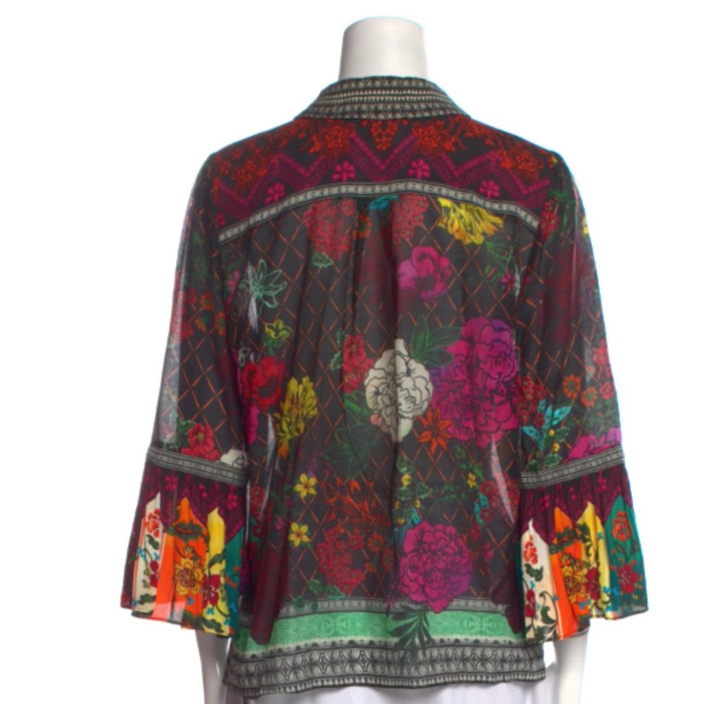 ALICE + OLIVIA Printed V-Neck Blouse - Picture 3 of 4